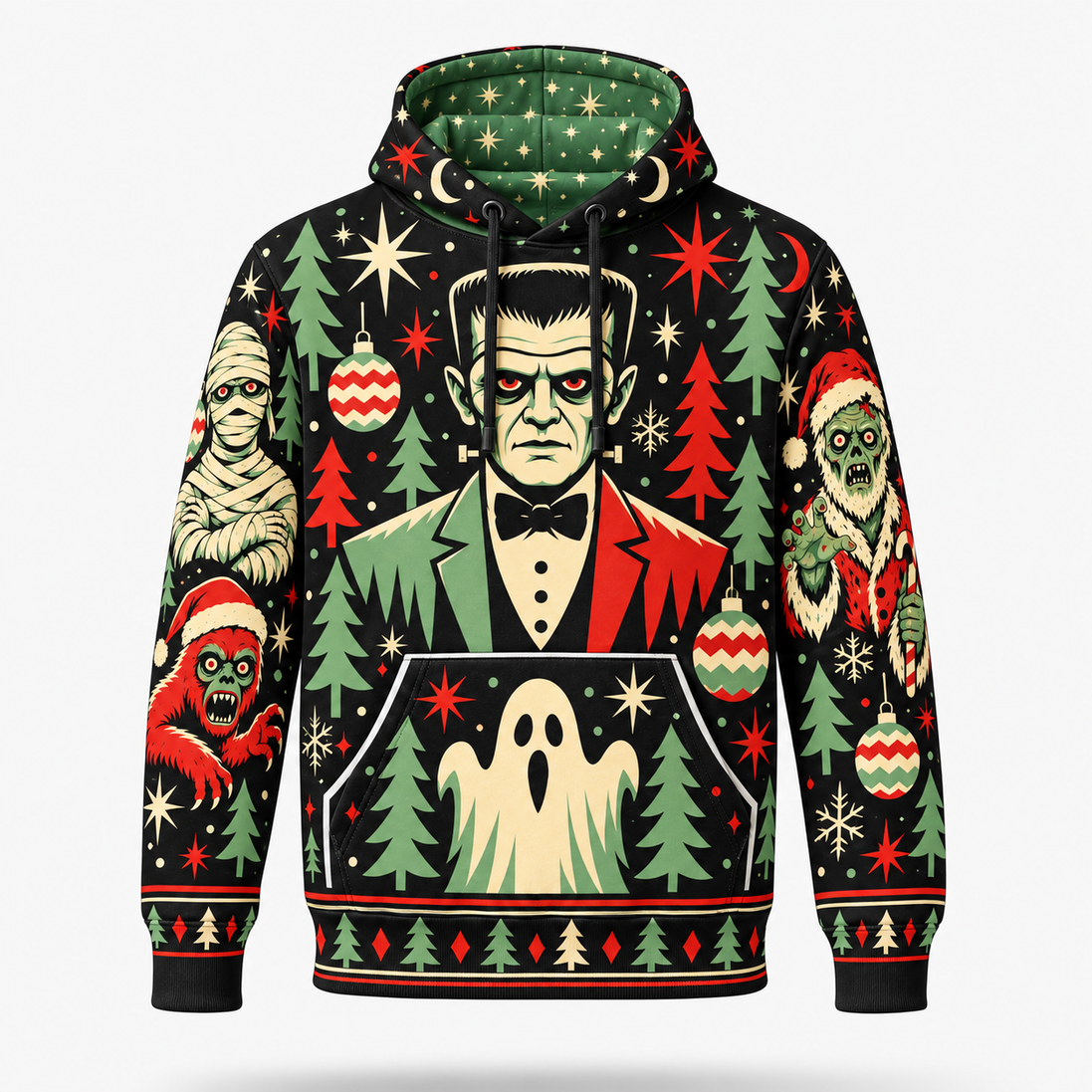 Navidad Monstruosa – Retro Christmas Crew Hoodie