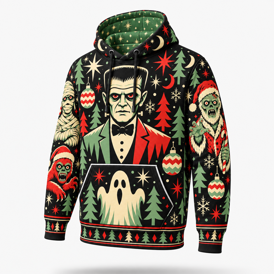 Navidad Monstruosa – Retro Christmas Crew Hoodie