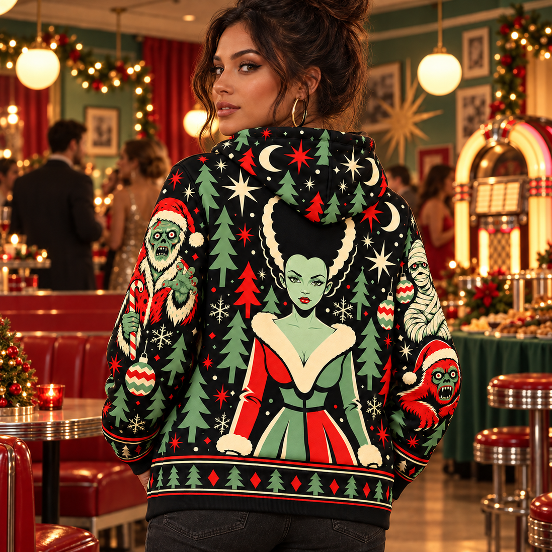 Navidad Monstruosa – Retro Christmas Crew Hoodie