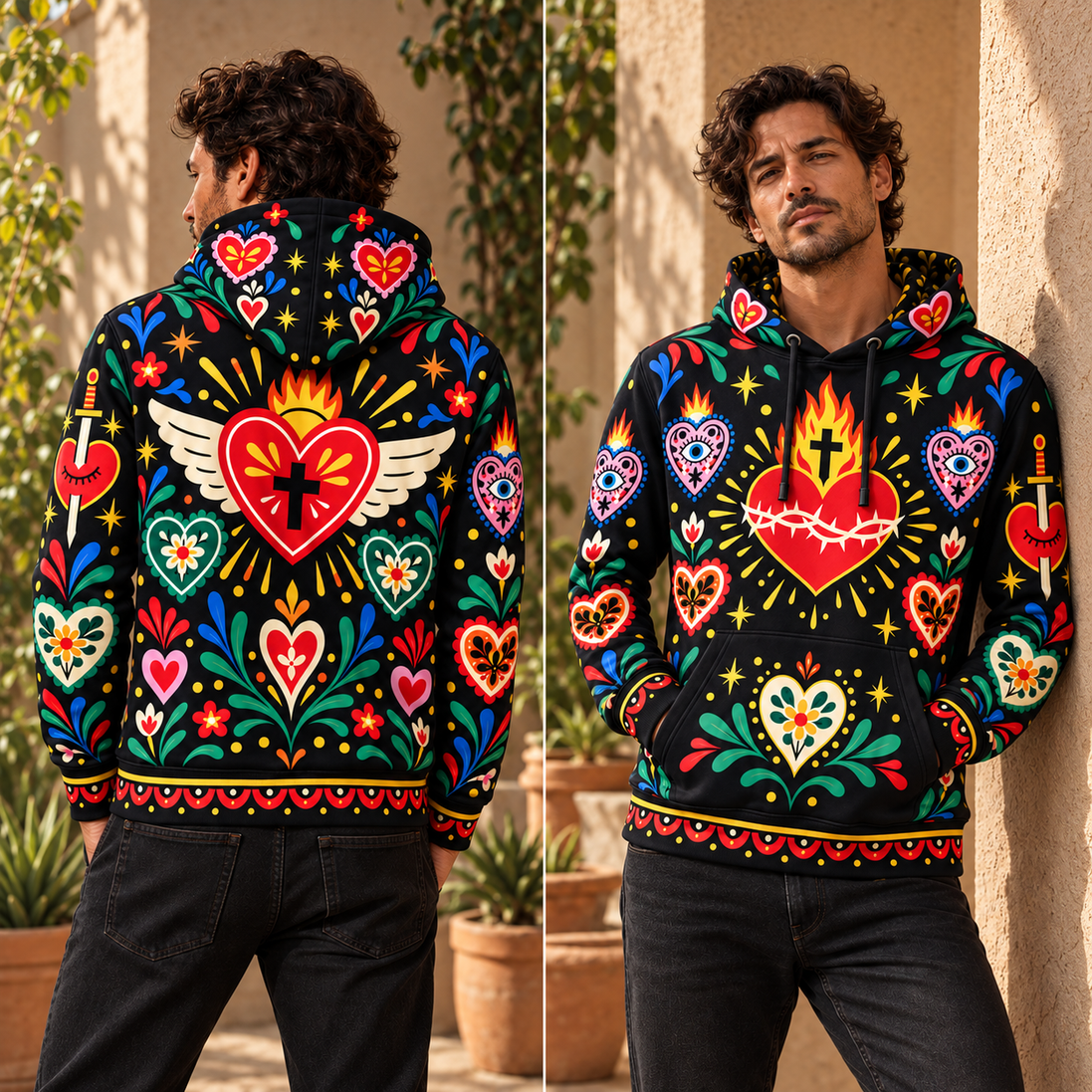 Corazones de Fuego y Esperanza Hoodie