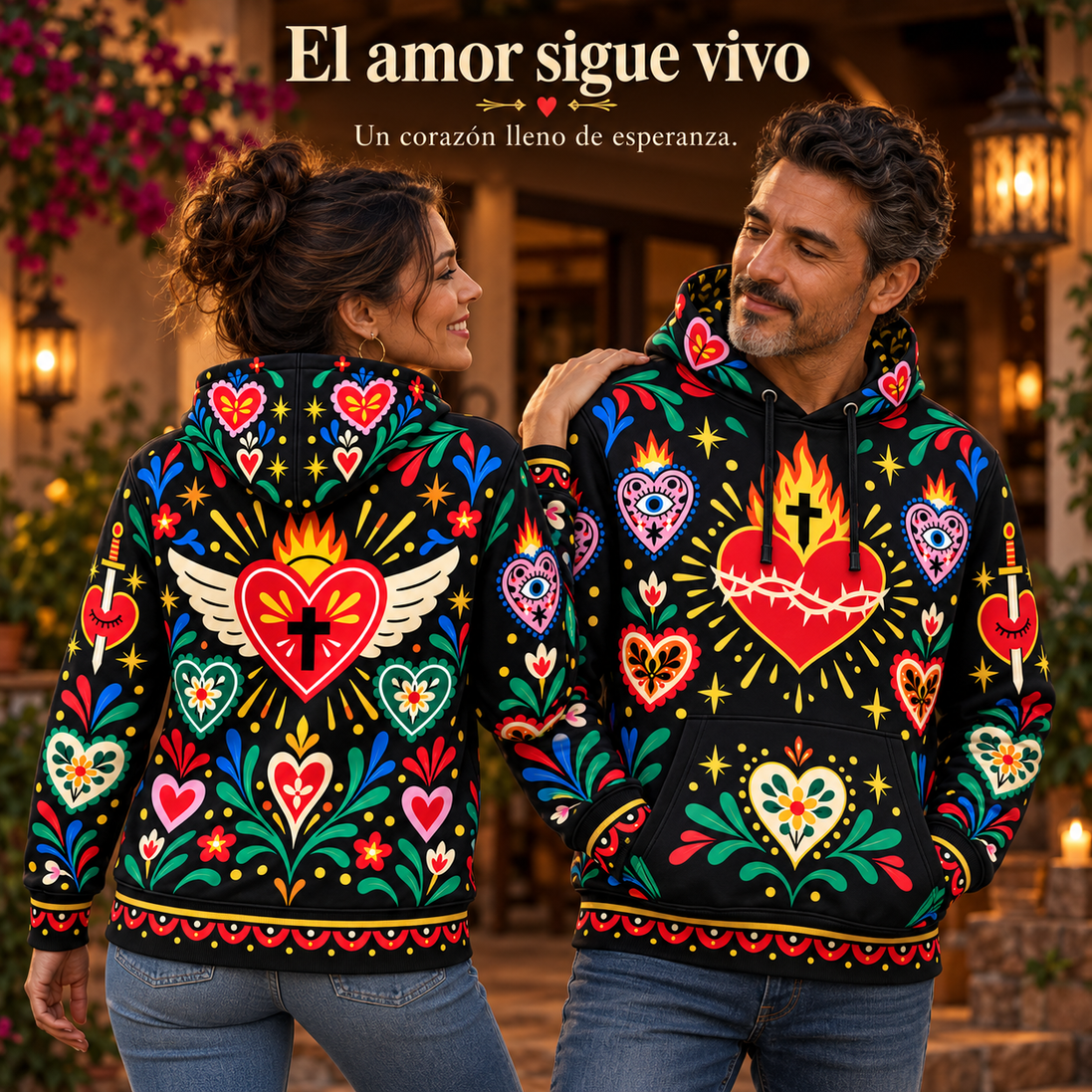 Corazones de Fuego y Esperanza Hoodie