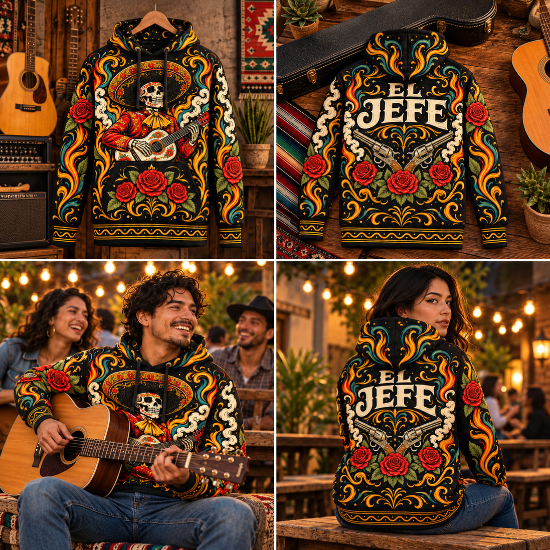 El Jefe – Mariachi Flames Hoodie