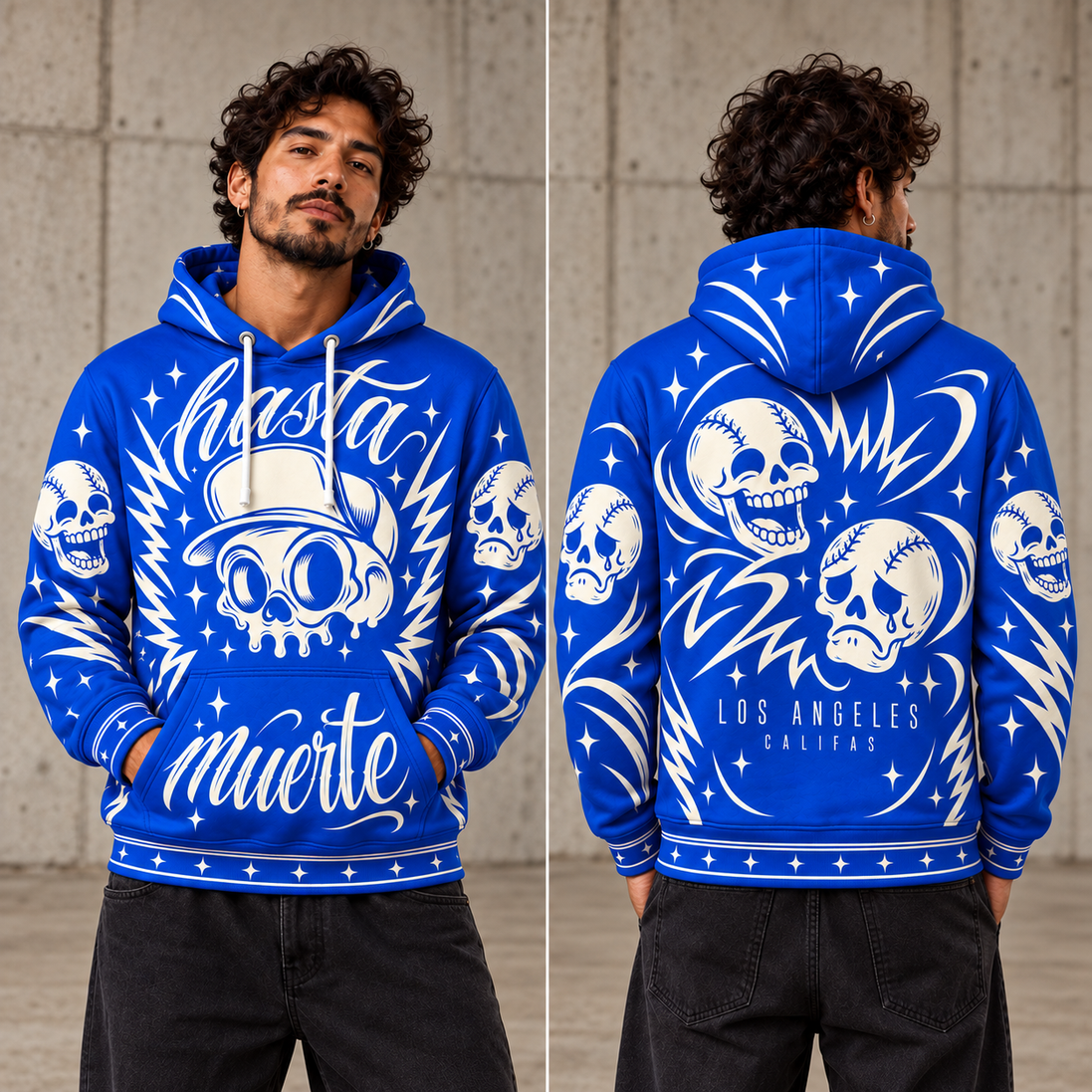 Hasta Muerte – Cobalt Skull Hoodie