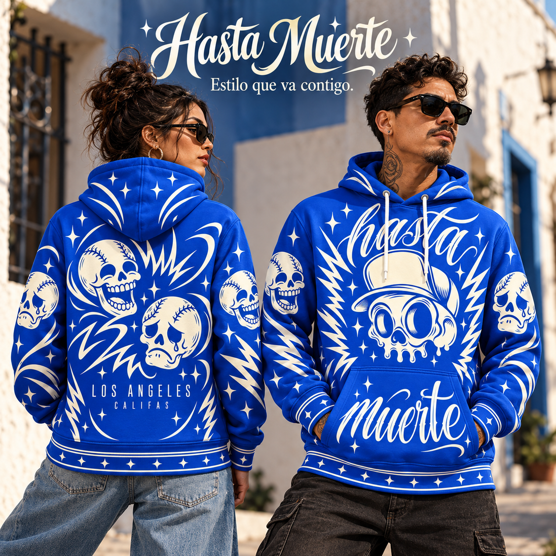 Hasta Muerte – Cobalt Skull Hoodie