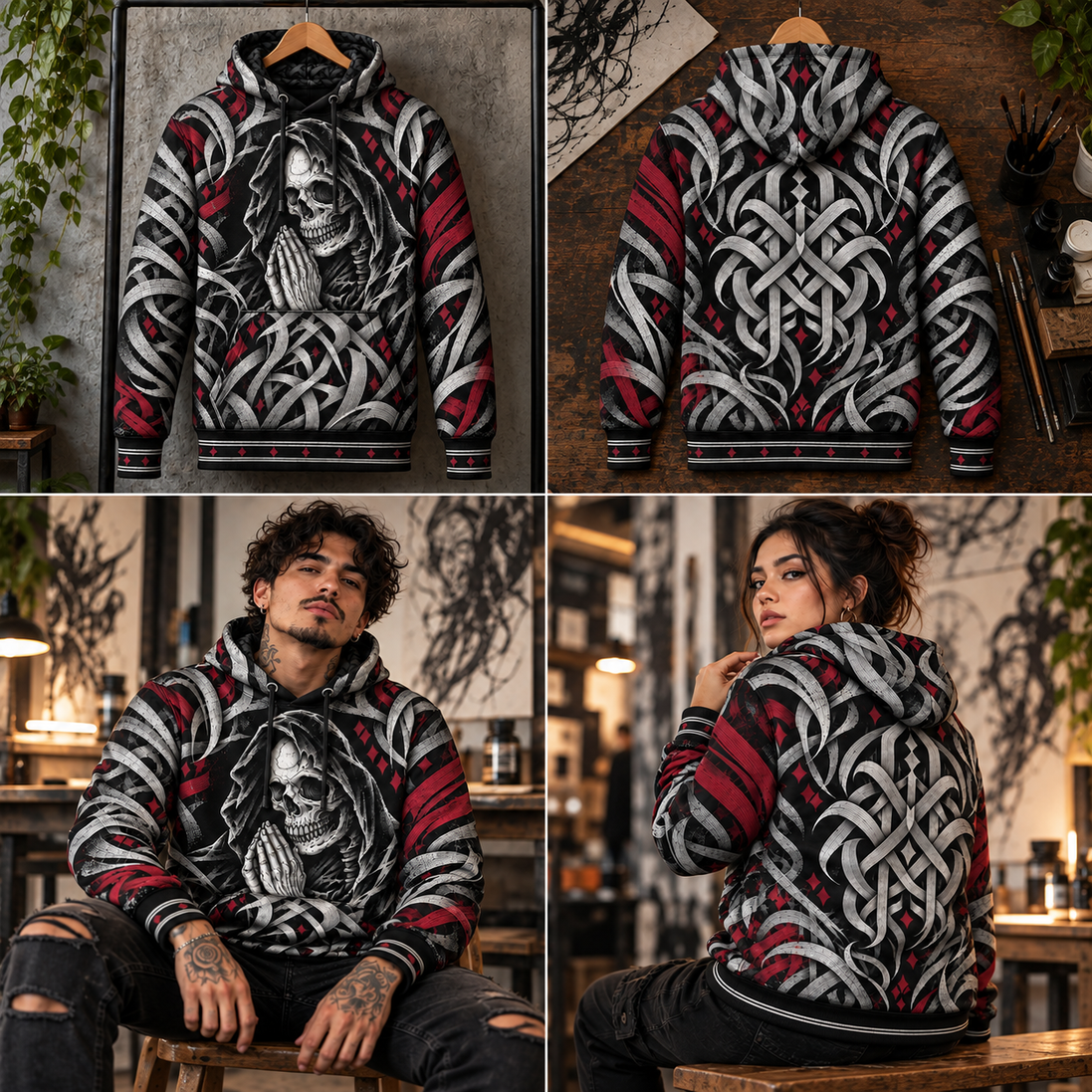 Oración entre Sombras y Letras Hoodie