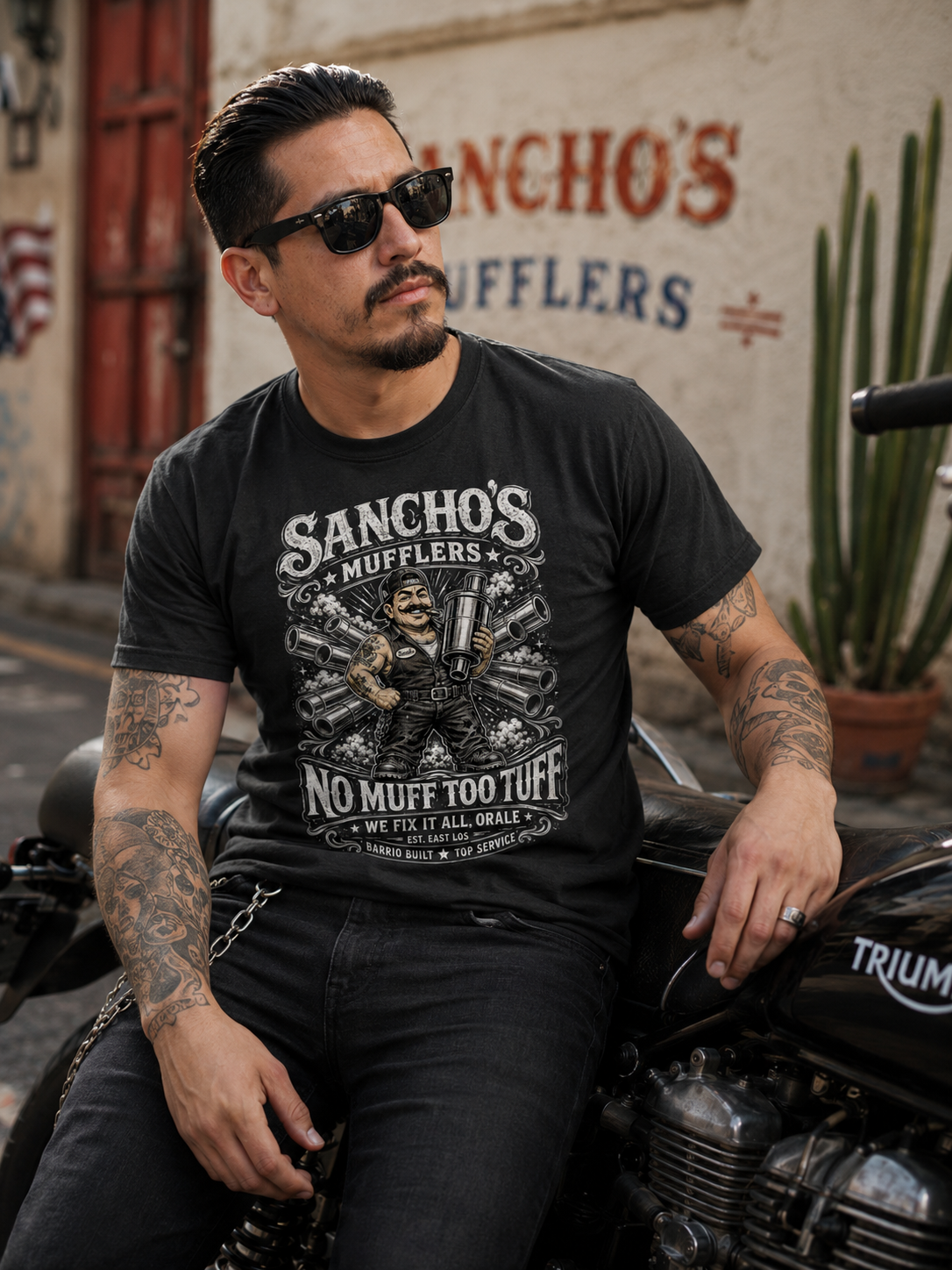 Sancho's Muffler Vintage Greaser T Shirt