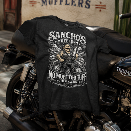 Sancho's Muffler Vintage Greaser T Shirt