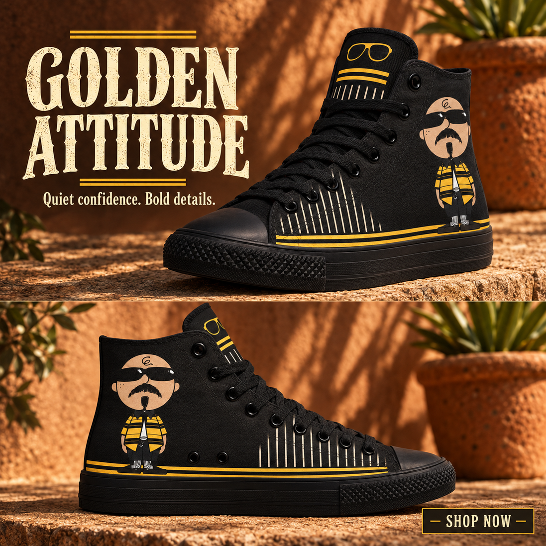 Stay Firme – Golden Stripes High Tops