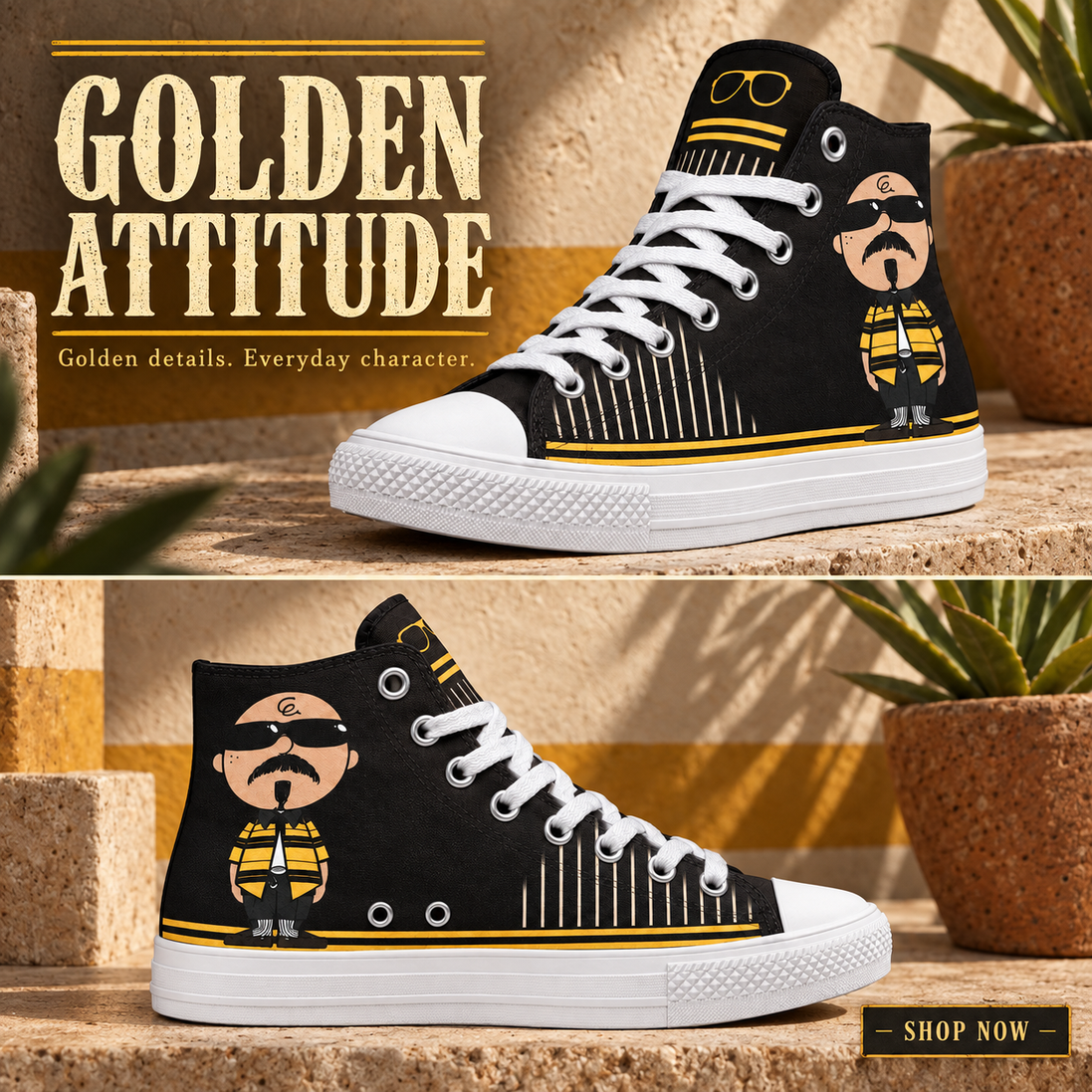 Stay Firme – Golden Stripes High Tops