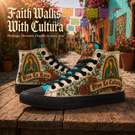 Virgencita de la Raza Crema High Tops
