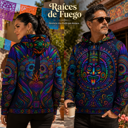 Xiuhpohualli Neon Guardian Hoodie