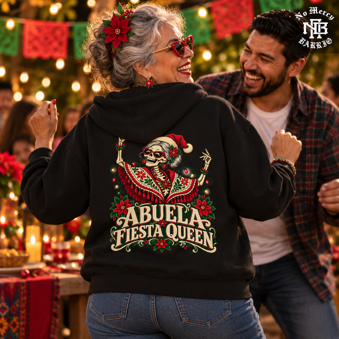 Abuela Fiesta Queen Hoodie Black — Lifestyle creative