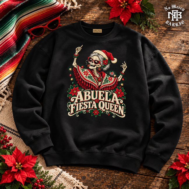 Abuela Fiesta Queen Sweater Black — Flatlay creative