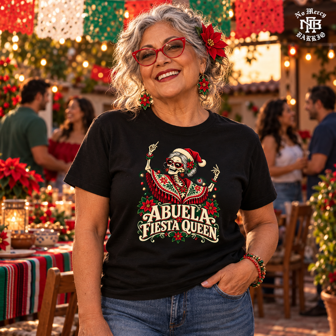Abuela Fiesta Queen T Shirt Black — Lifestyle creative