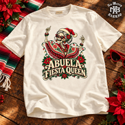 Abuela Fiesta Queen T Shirt Cream — Flatlay creative