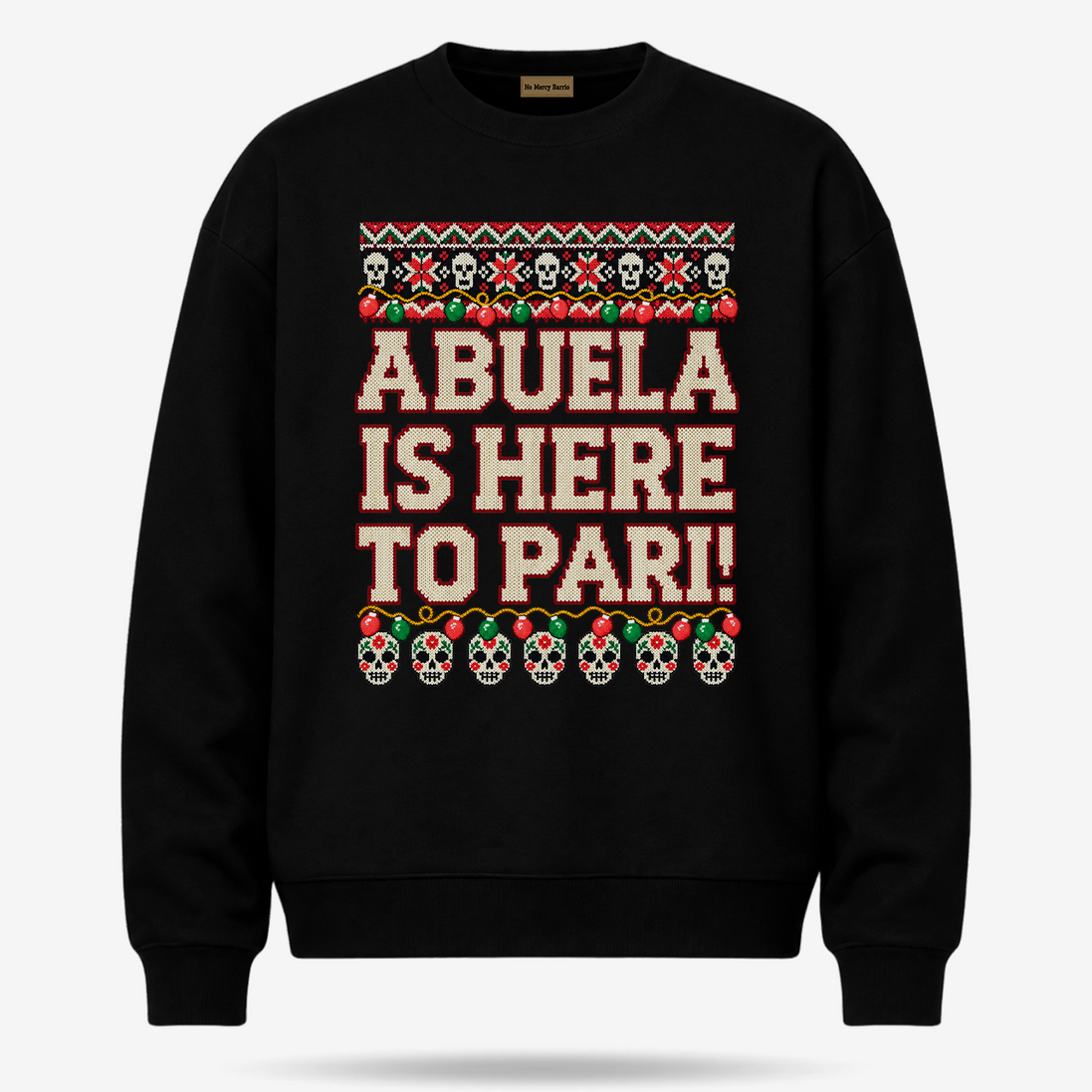Abuela Is Here To Pari Fiesta Stitch Sweater Black — product mockup