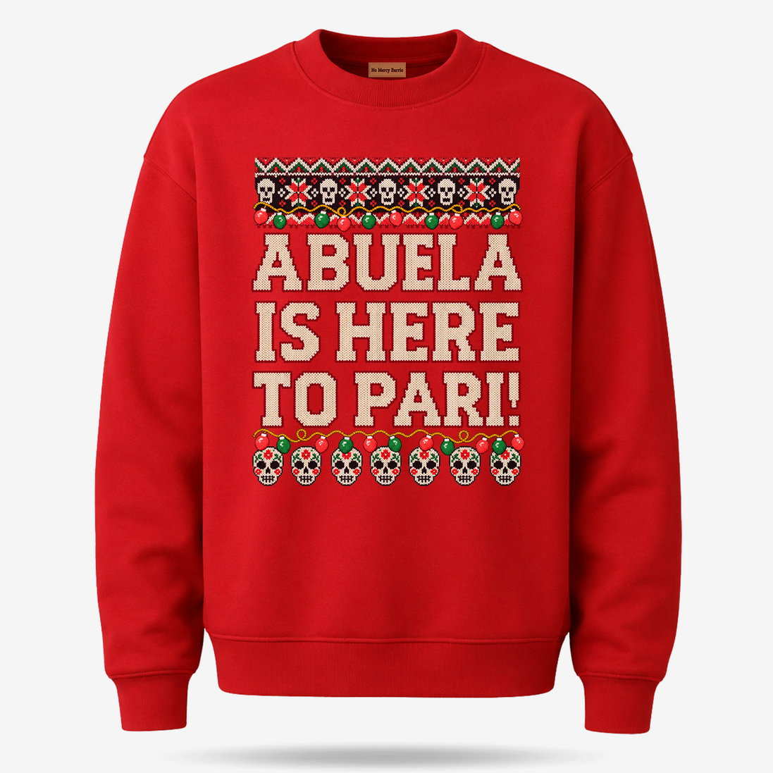 Abuela Is Here To Pari Fiesta Stitch Sweater Red — product mockup