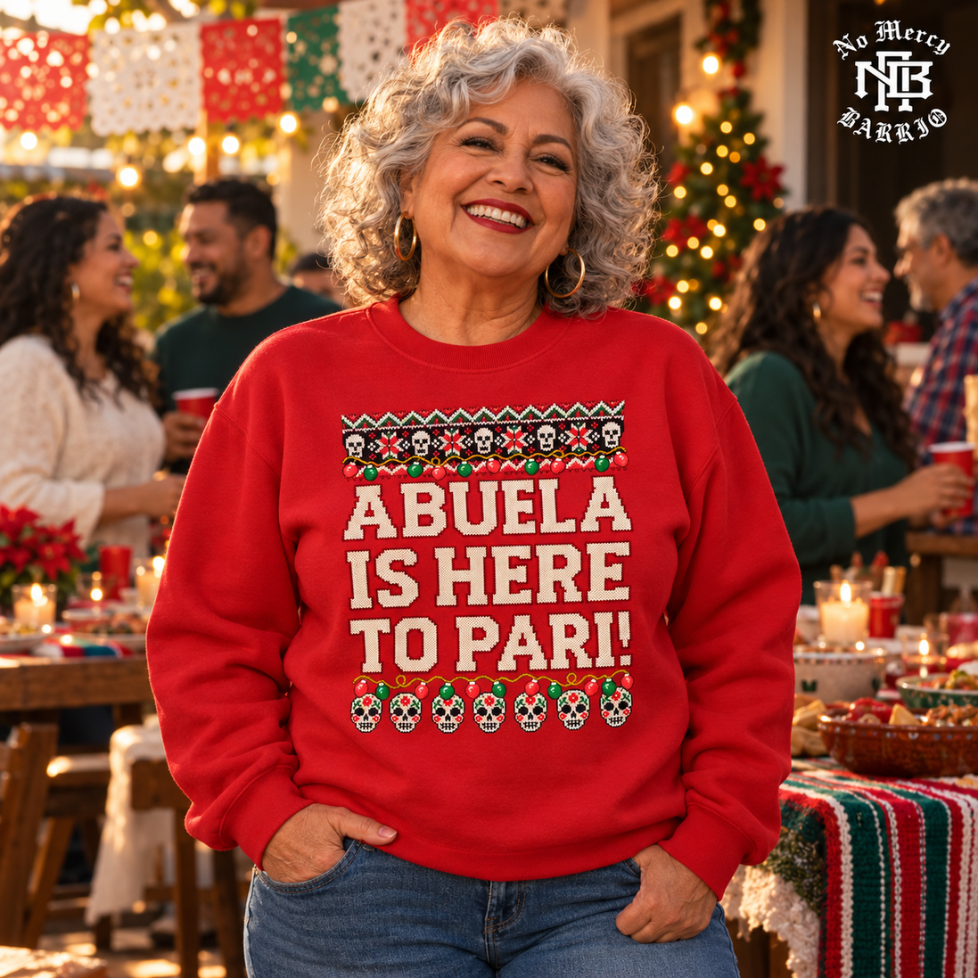 Abuela Is Here To Pari Fiesta Stitch Sweater Red — Lifestyle creative