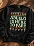 Abuelo Is Here To Pari Fiesta Stitch Sweater Black — Flatlay creative
