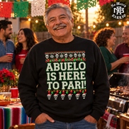 Abuelo Is Here To Pari Fiesta Stitch Sweater Black — Lifestyle creative