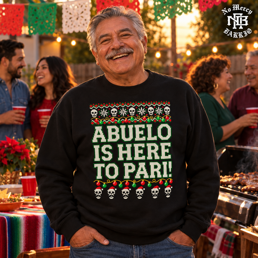 Abuelo Is Here To Pari Fiesta Stitch Sweater Black — Lifestyle creative