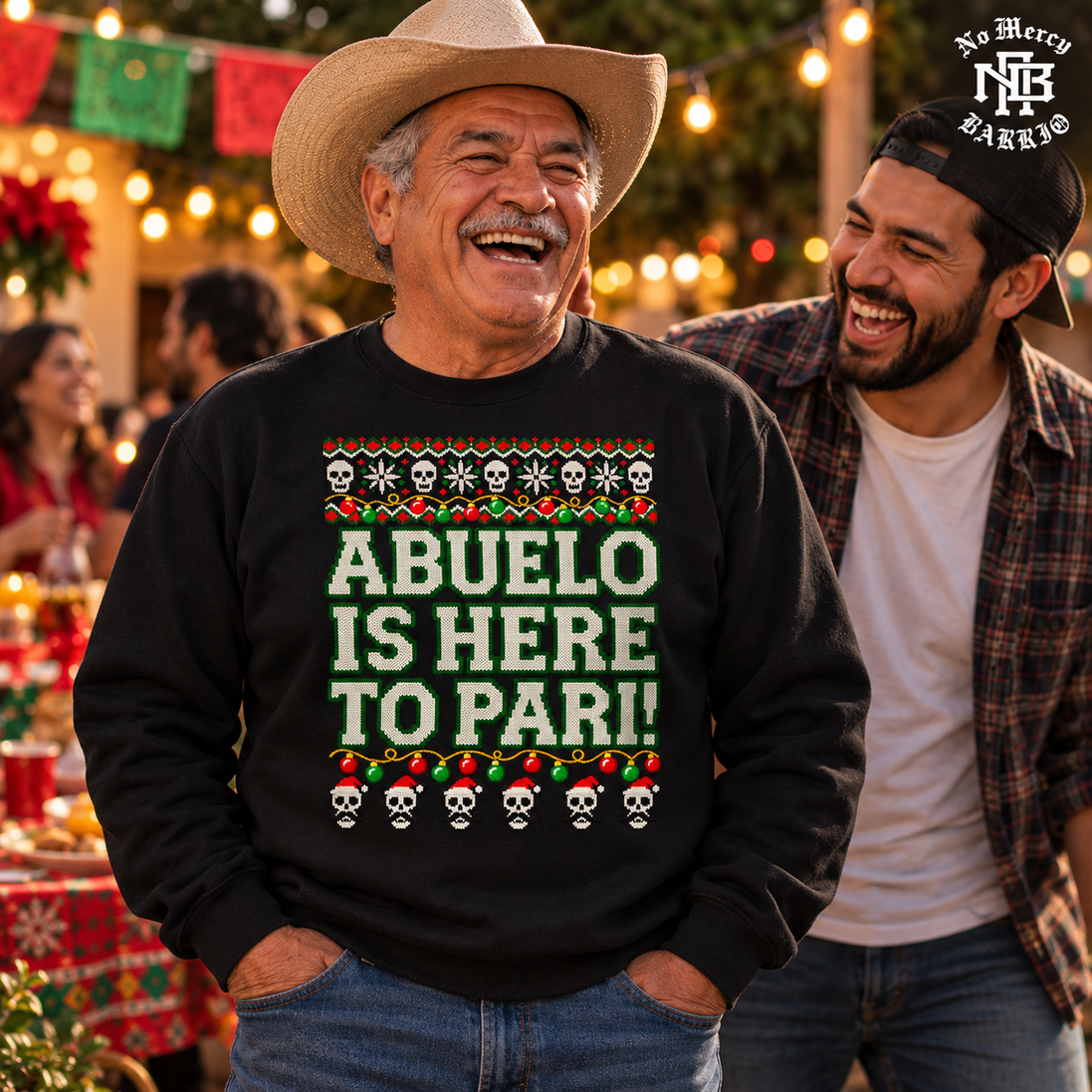Abuelo Is Here To Pari Fiesta Stitch Sweater Black — Lifestyle creative