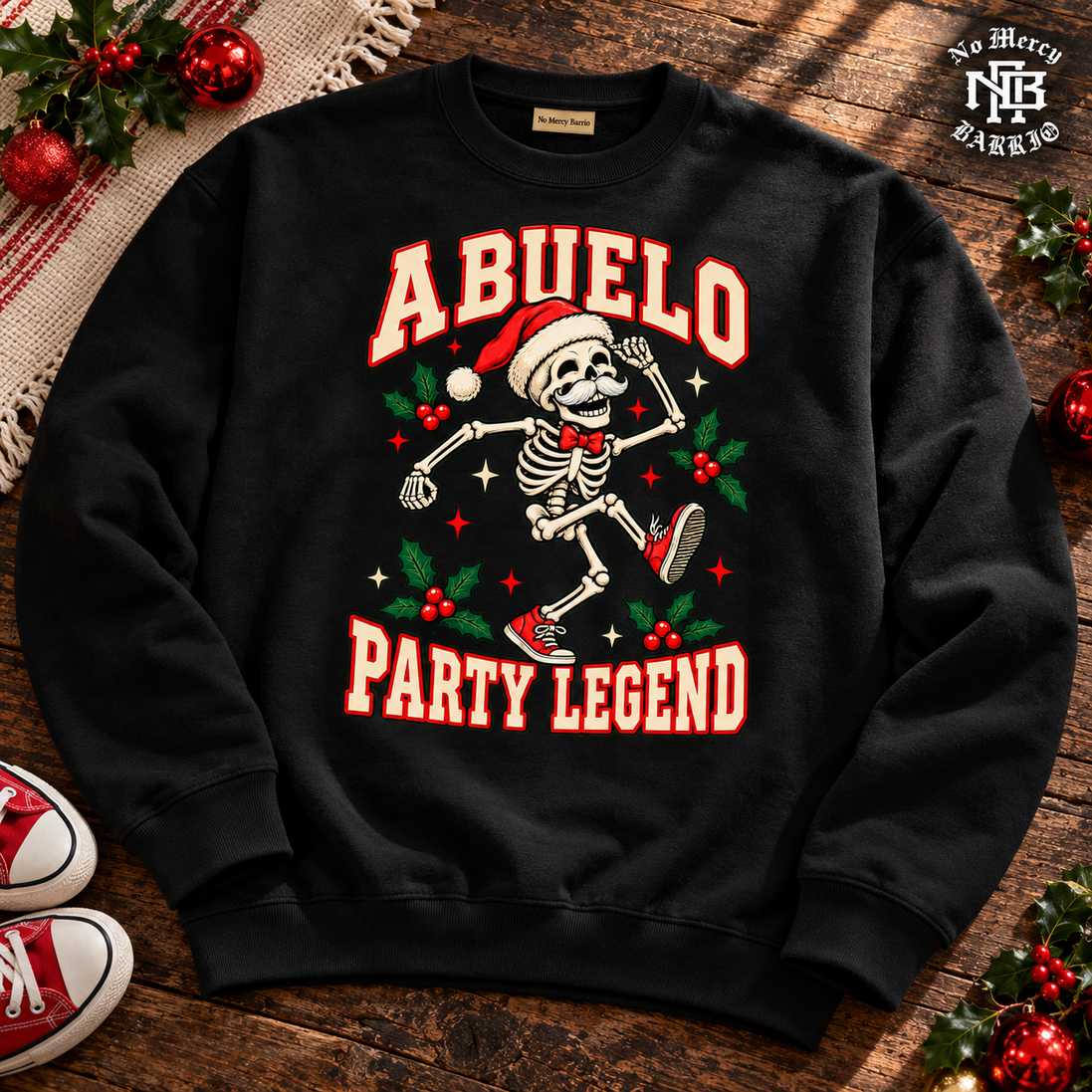 Abuelo Party Legend Sweater Black — Flatlay creative
