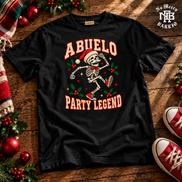 Abuelo Party Legend T Shirt Black — Flatlay creative