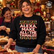 Alexa Make All The Tamales Masa Stitch Sweater Black — Lifestyle creative