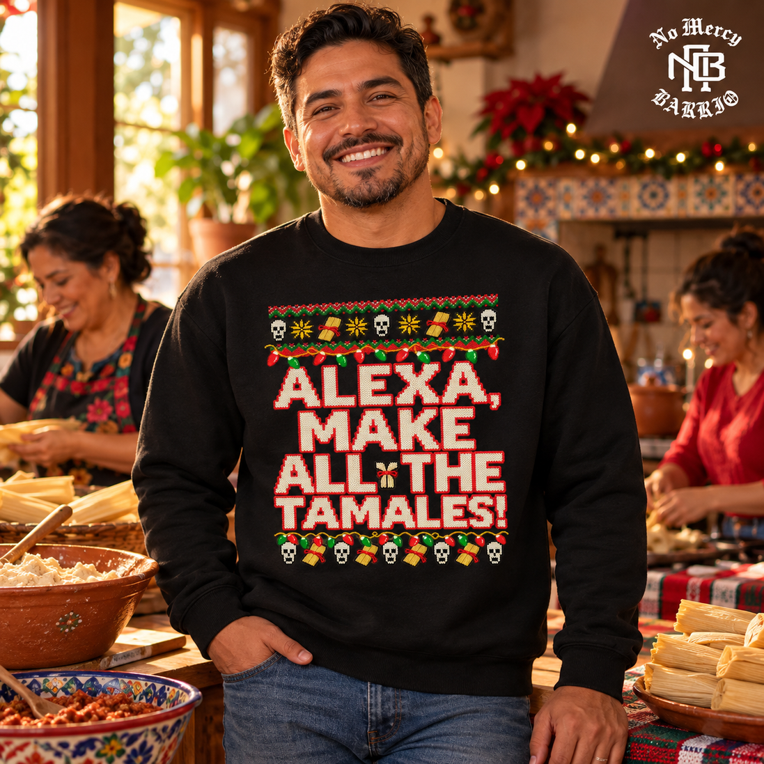 Alexa Make All The Tamales Masa Stitch Sweater BLACK — Male lifestyle creative