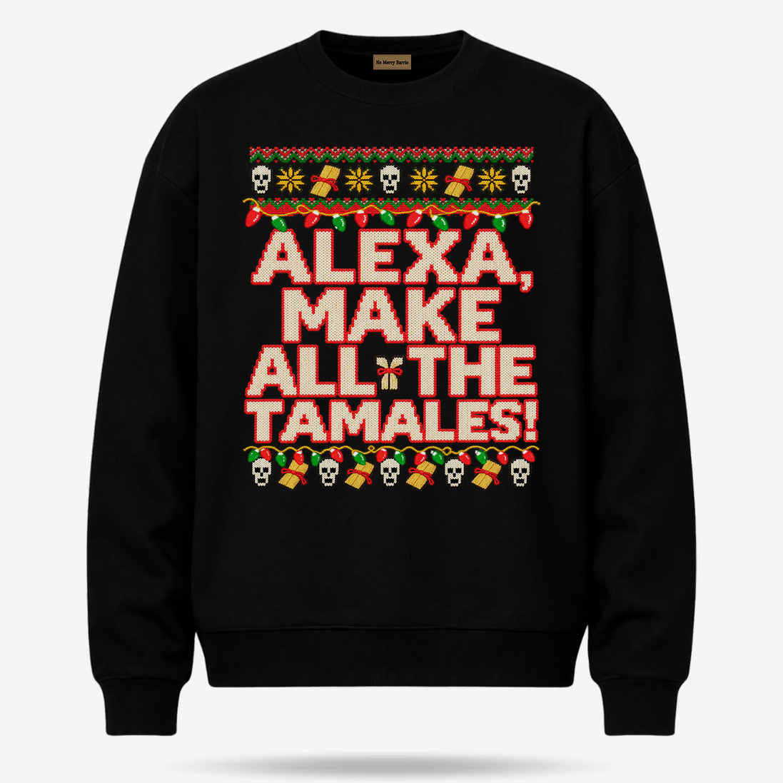 Alexa Make All The Tamales Masa Stitch Sweater Black — product mockup