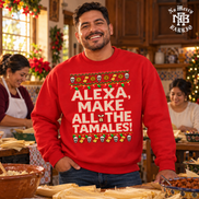 Alexa Make All The Tamales Masa Stitch Sweater RED — Male lifestyle creative