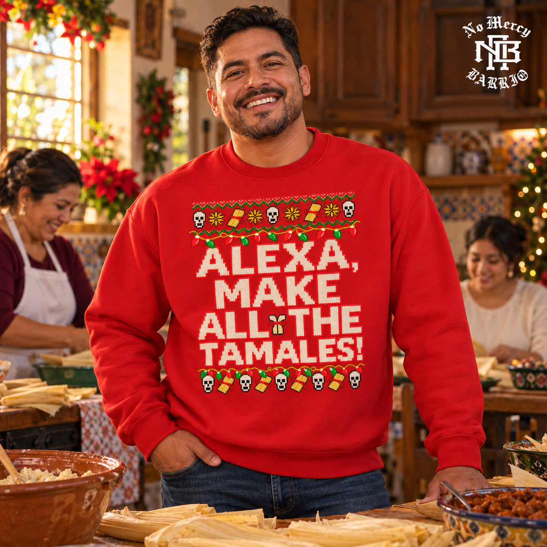 Alexa Make All The Tamales Masa Stitch Sweater RED — Male lifestyle creative
