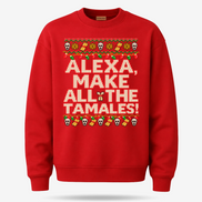 Alexa Make All The Tamales Masa Stitch Sweater Red — product mockup