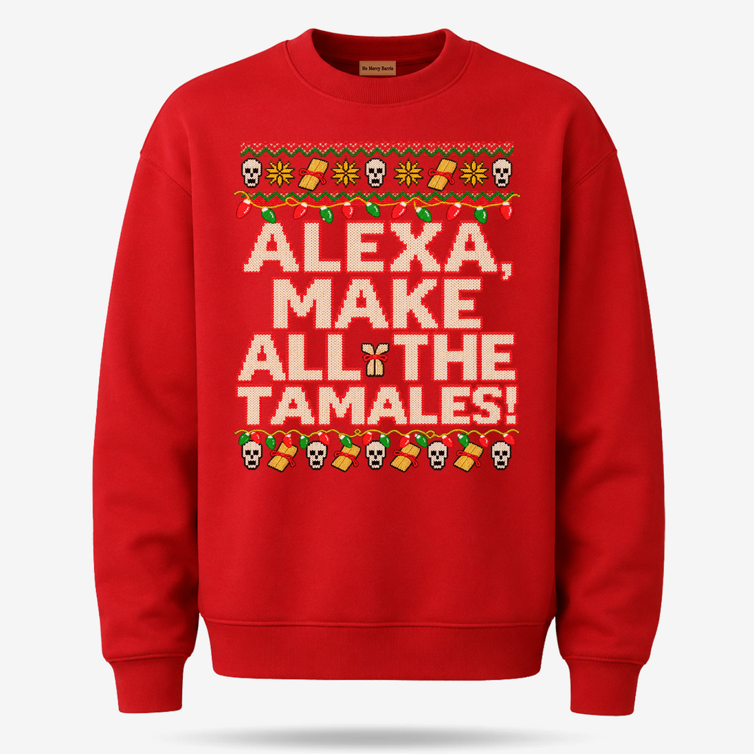 Alexa Make All The Tamales Masa Stitch Sweater Red — product mockup
