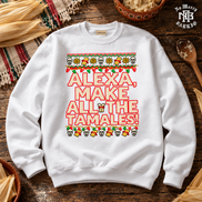 Alexa Make All The Tamales Masa Stitch Sweater White — Flatlay creative