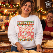 Alexa Make All The Tamales Masa Stitch Sweater White — Lifestyle creative