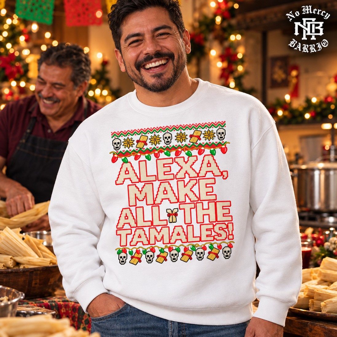 Alexa Make All The Tamales Masa Stitch Sweater WHITE — Male lifestyle creative