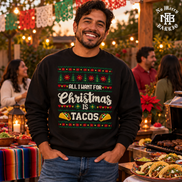 All I Want For Christmas Is Tacos Fiesta Knit Sweater Black — Lifestyle creative