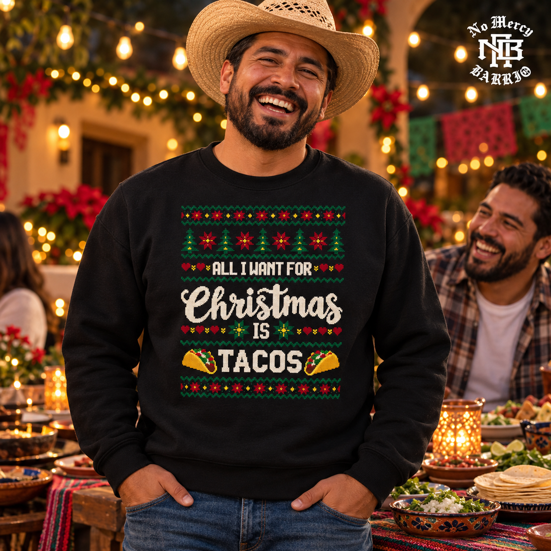 All I Want For Christmas Is Tacos Fiesta Knit Sweater Black — Lifestyle creative