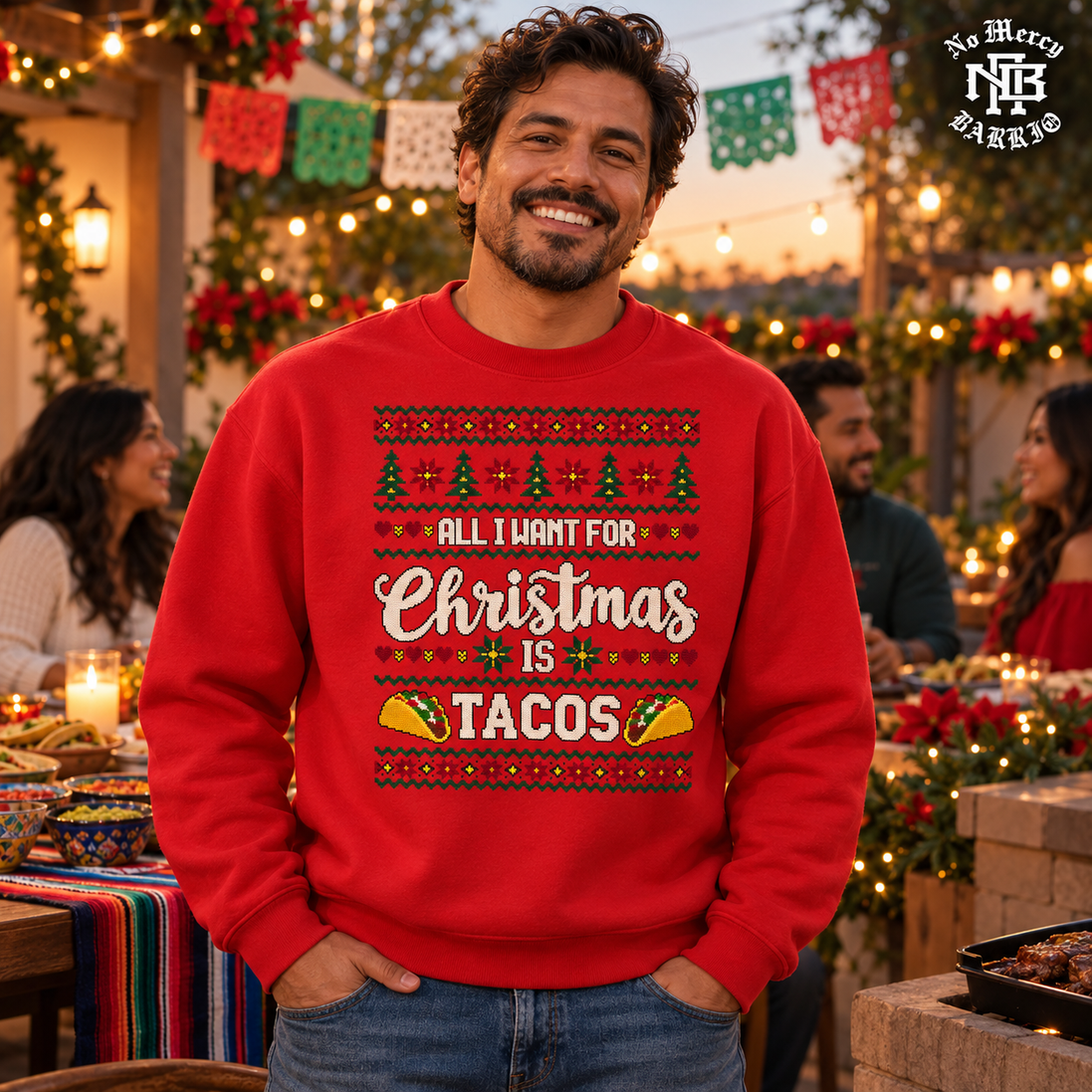All I Want For Christmas Is Tacos Fiesta Knit Sweater Red — Lifestyle creative