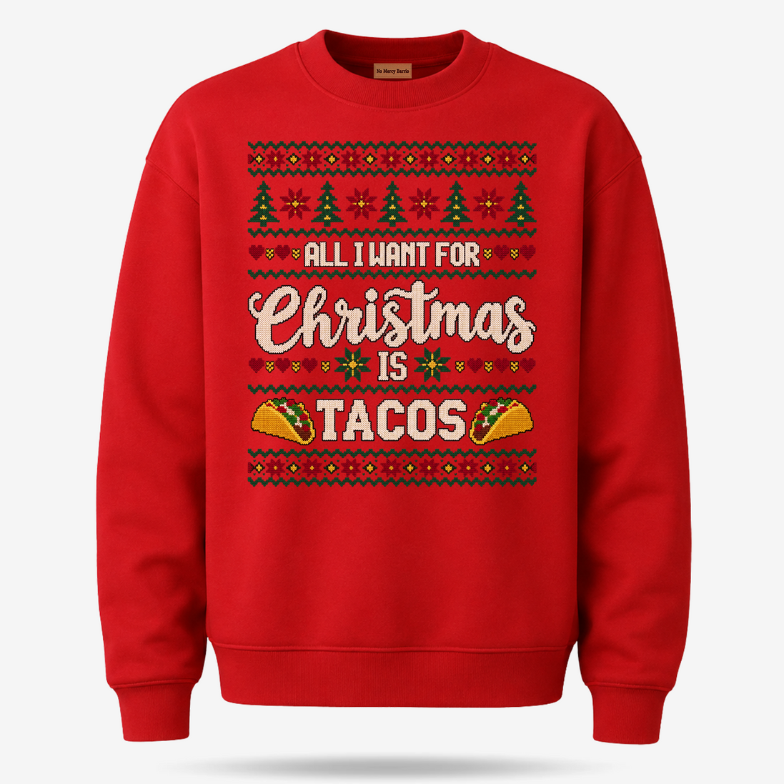 All I Want For Christmas Is Tacos Fiesta Knit Sweater Red — product mockup