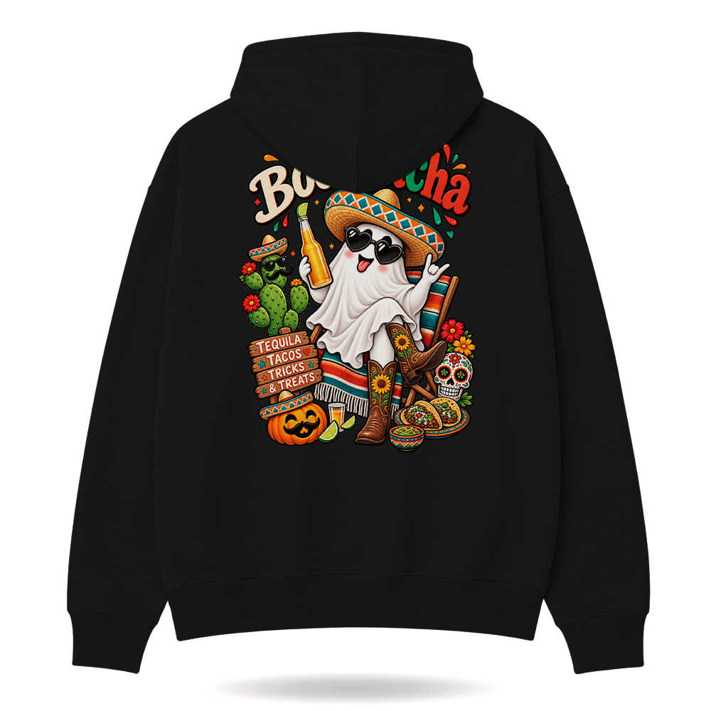 Boo-rracha Marigold Fiesta Hoodie Black — product mockup