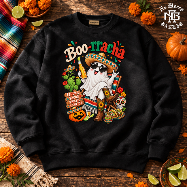 Boo-rracha Marigold Fiesta Sweater Black — Flatlay creative