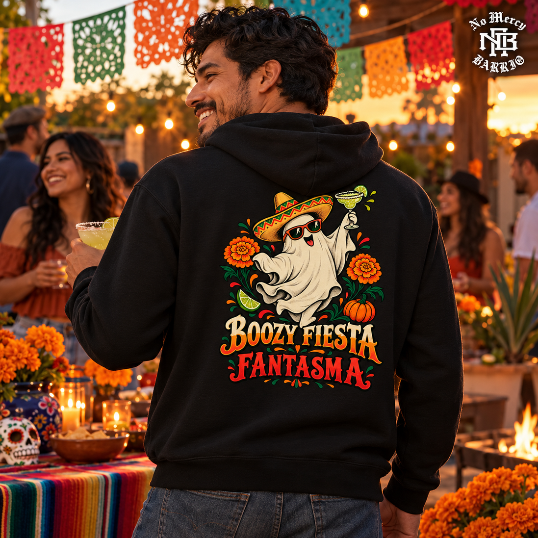 Boozy Fiesta Fantasma Hoodie Black — Lifestyle creative