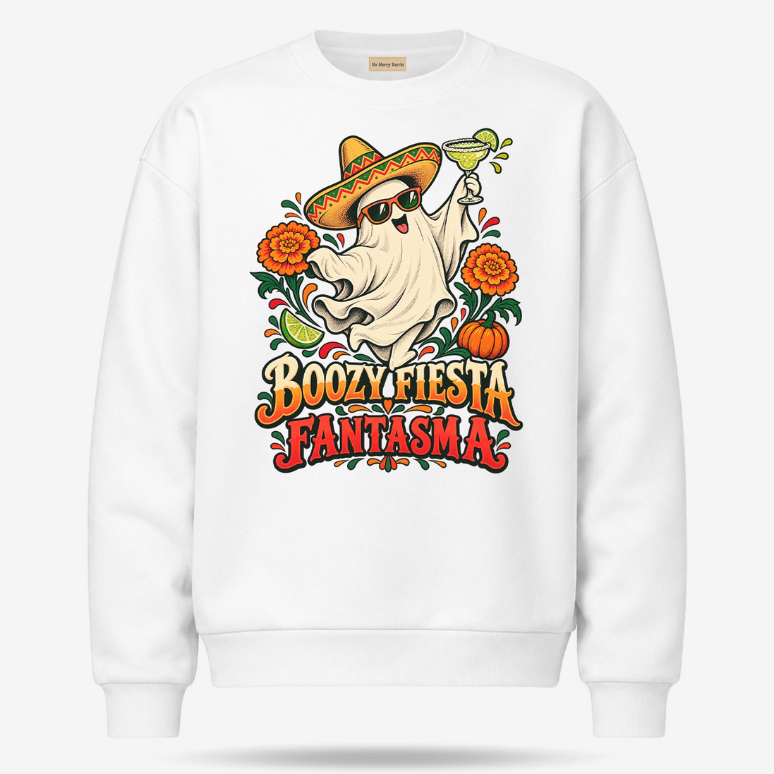 Boozy Fiesta Fantasma Sweater White — product mockup