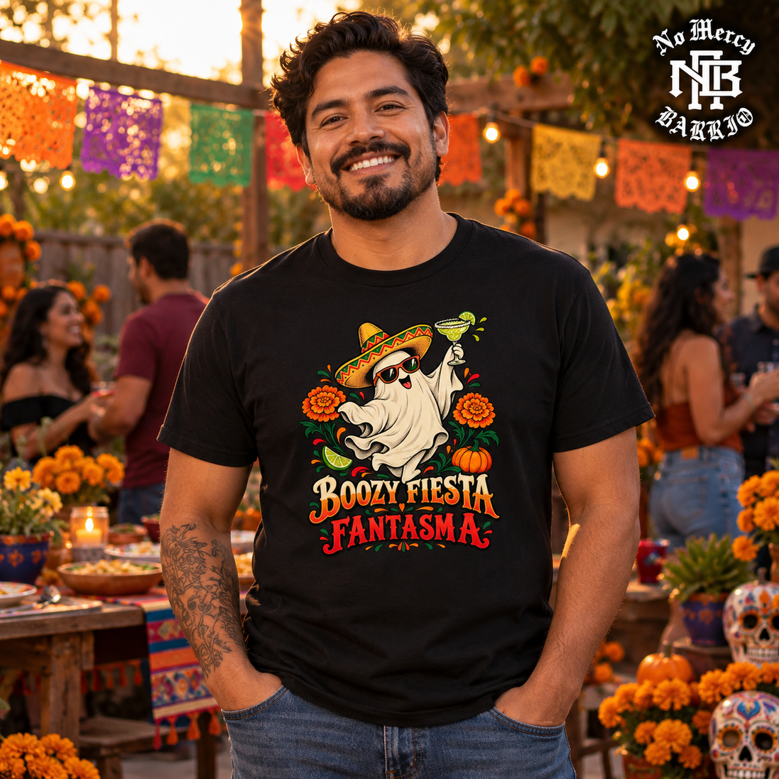 Boozy Fiesta Fantasma T Shirt Black — Lifestyle creative