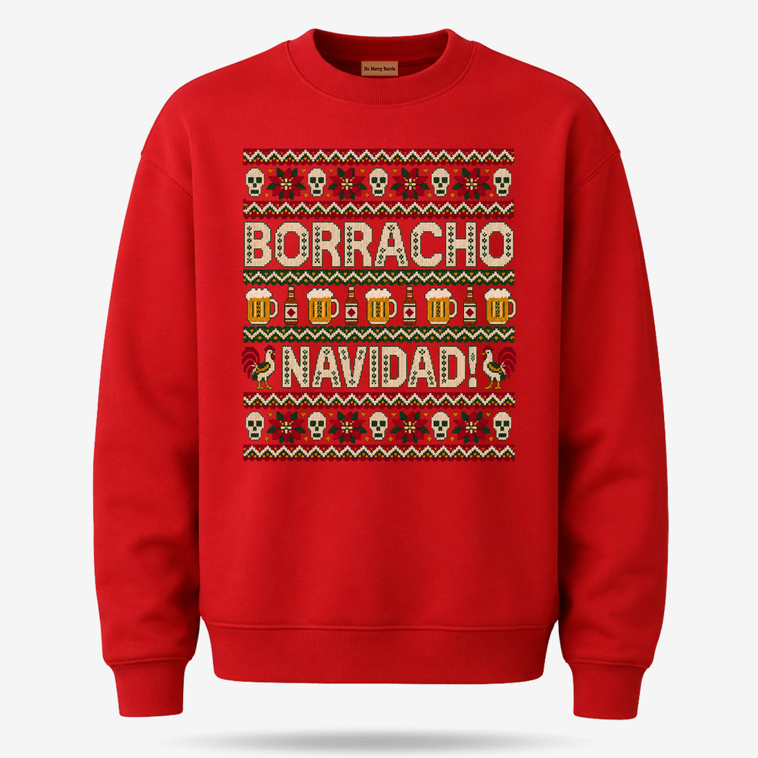 Borracho Navidad Cantina Knit Sweater Red — product mockup