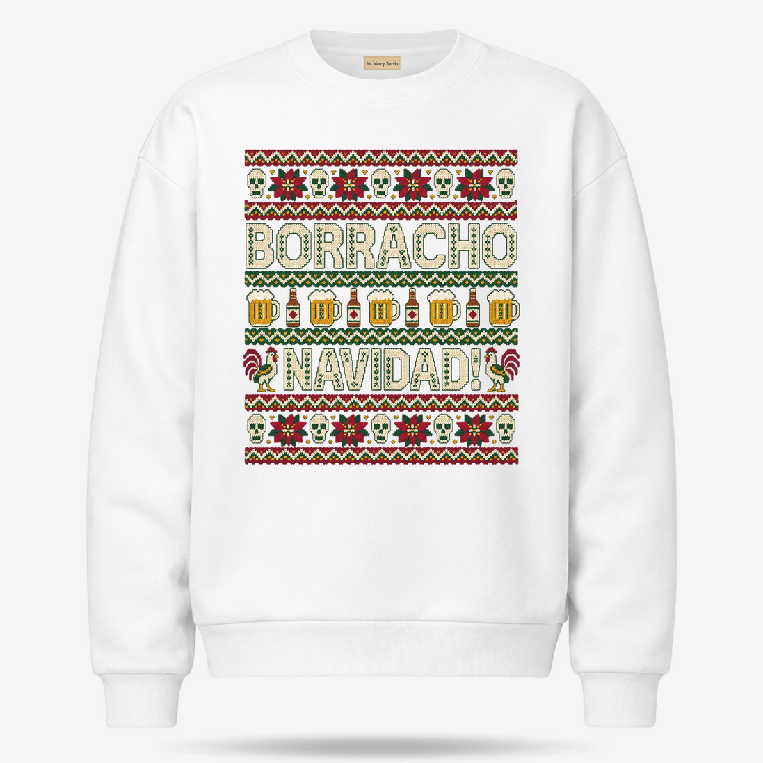 Borracho Navidad Cantina Knit Sweater White — product mockup