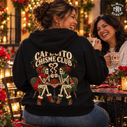 Cafecito Chisme Club Hoodie Black — Lifestyle creative